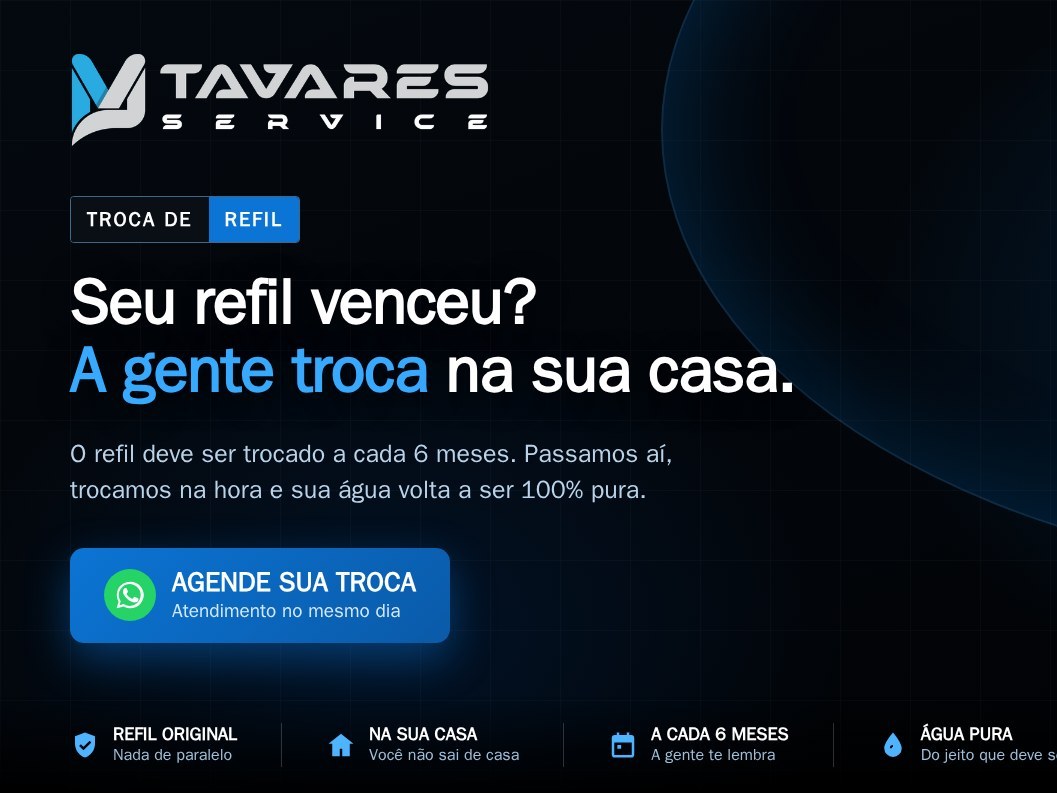 Troca de refil na sua casa — agende pelo WhatsApp